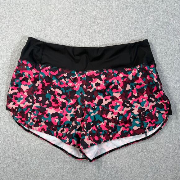Athleta Pants - Athleta Running Free Printed Shorts Women's Large 3.5" Inseam Pink Black Teal